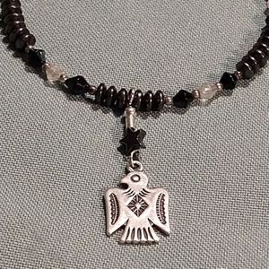 ✔️💯99.9 STERLING SILVER/AMERICAN INDIAN BIRD,/ (BLACK ONYX & HEMATITE